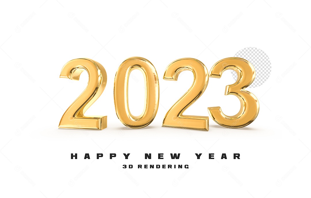 Texto 3D Para Composição 2023 Dourado Ano Novo PSD
