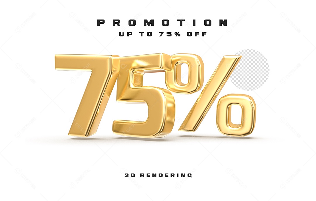 Elemento 3D Para Composição 75% Dourado PSD