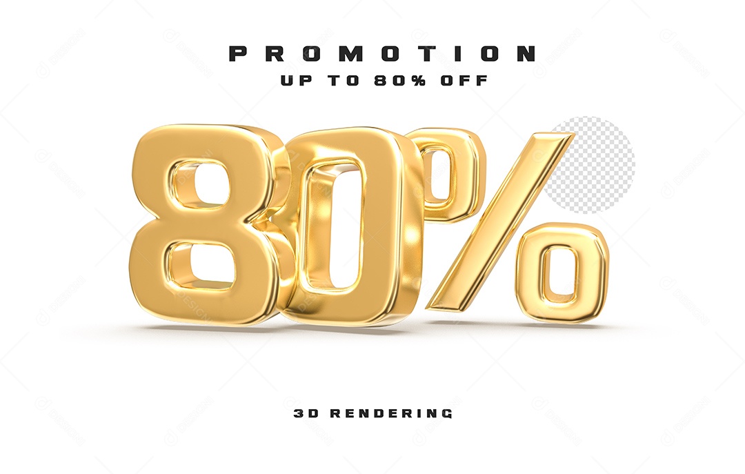 Elemento 3D Para Composição 80% Dourado PSD