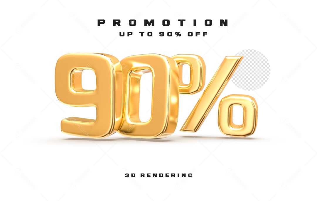 Elemento 3D Para Composição 90% Dourado PSD