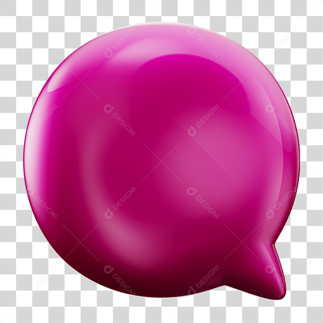 Balão de Texto Rosa Elemento 3D PNG Transparente