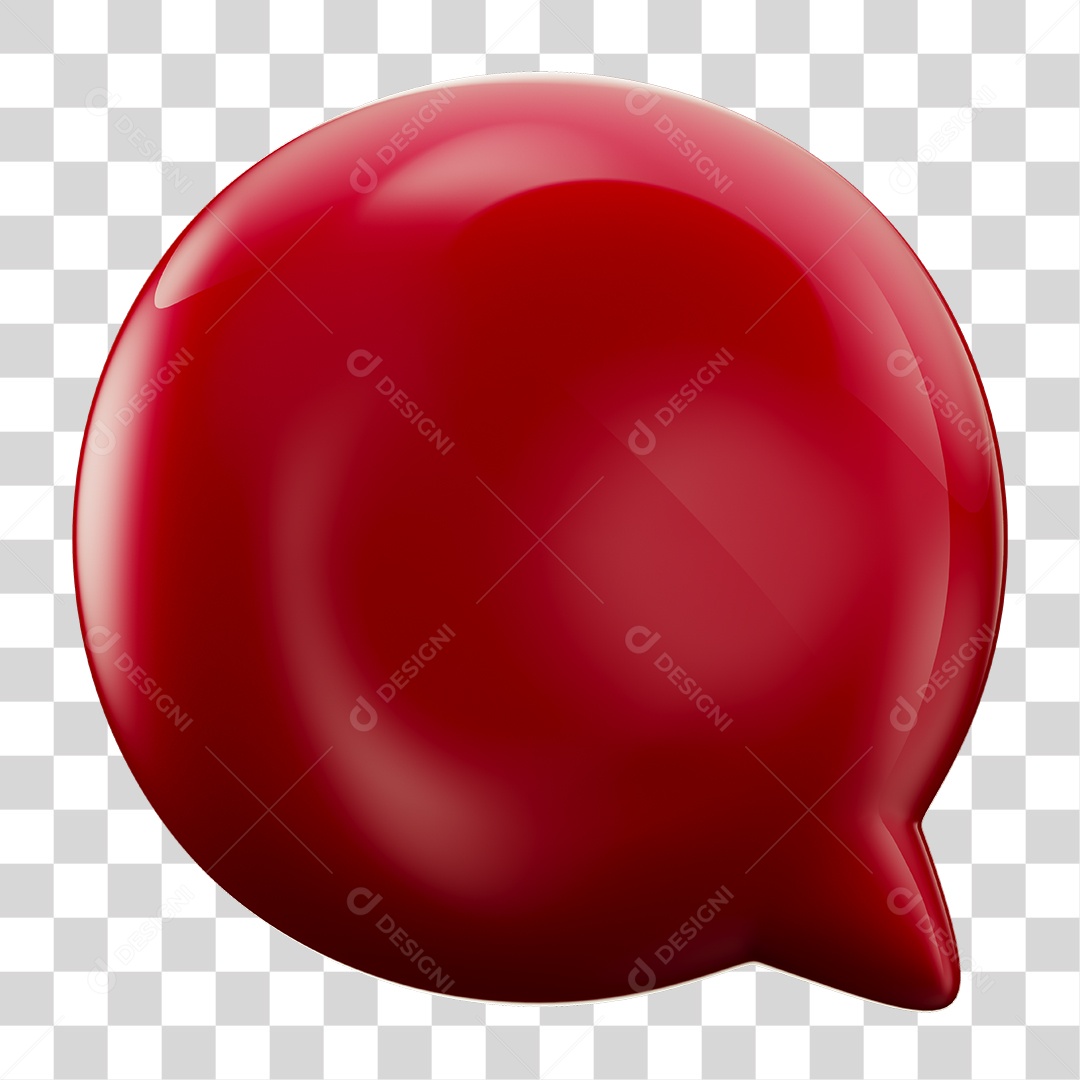 Balão de Texto Vermelho Elemento 3D PNG Transparente