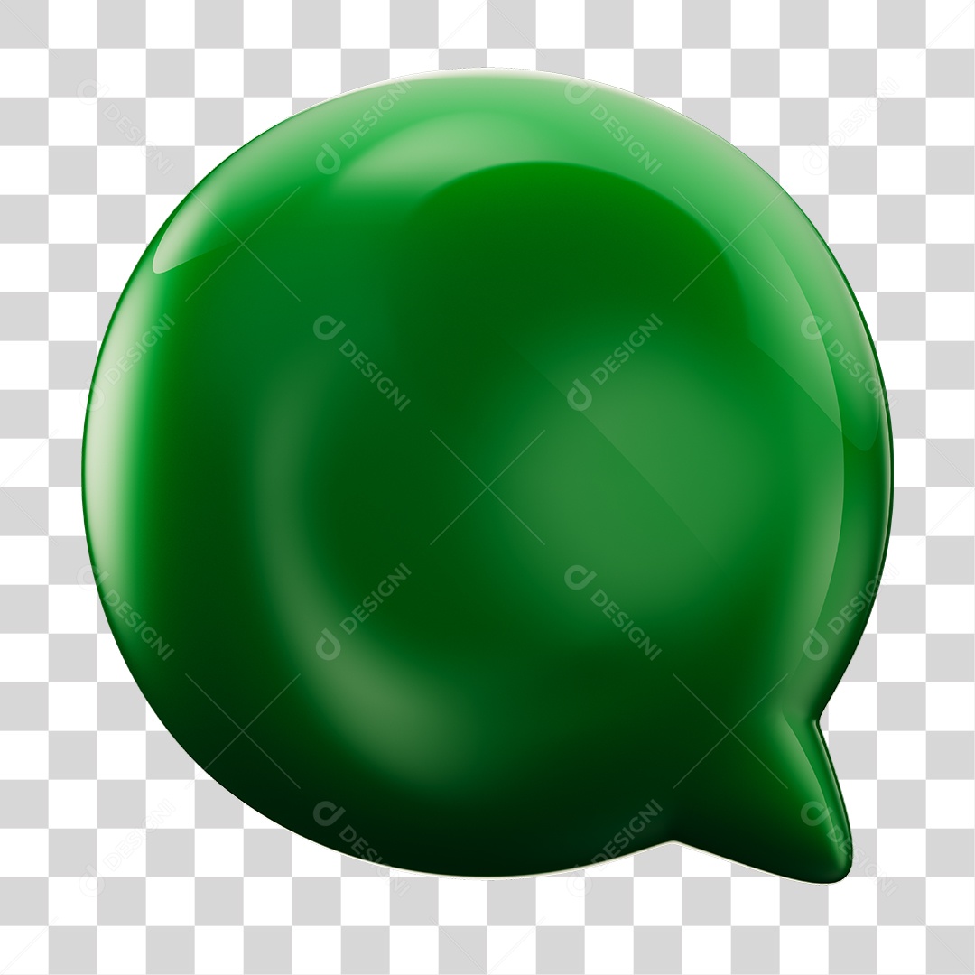Balão de Texto Verde Elemento 3D PNG Transparente
