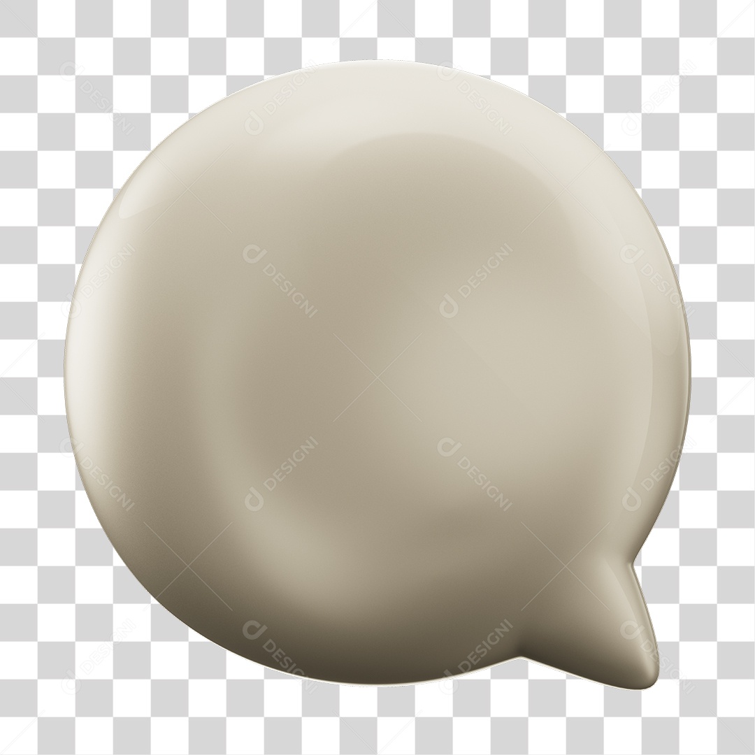 Balão de Texto Branco Elemento 3D PNG Transparente