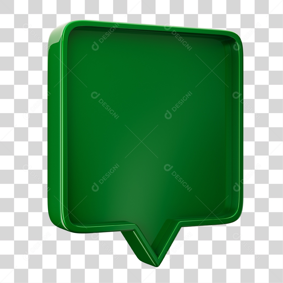 Caixa de Texto Verde Elemento 3D Para Composição PNG Transparente