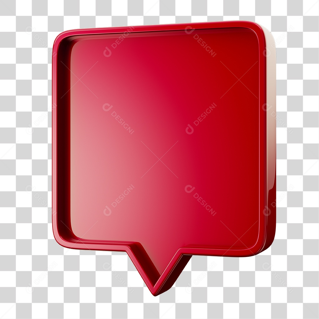Caixa de Texto Vermelha Elemento 3D Para Composição PNG Transparente