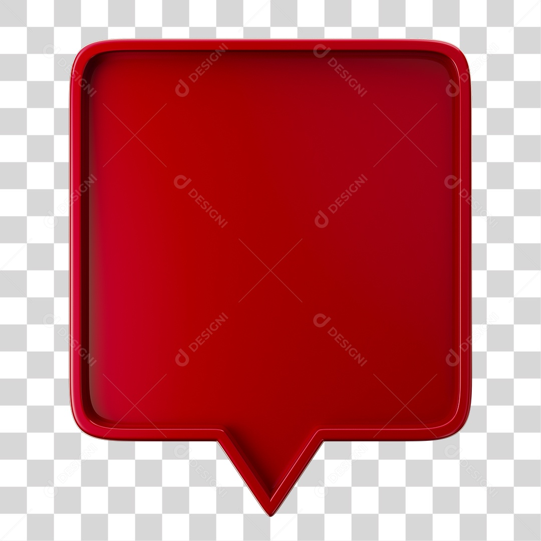Caixa de Texto Vermelha Elemento 3D Para Composição PNG Transparente
