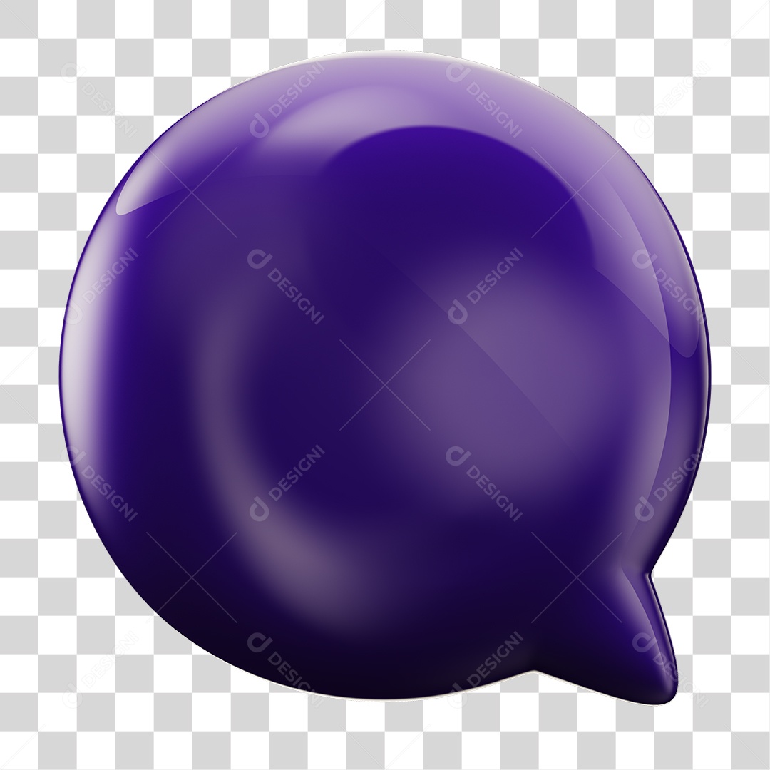 Balão de Texto Roxo Elemento 3D PNG Transparente