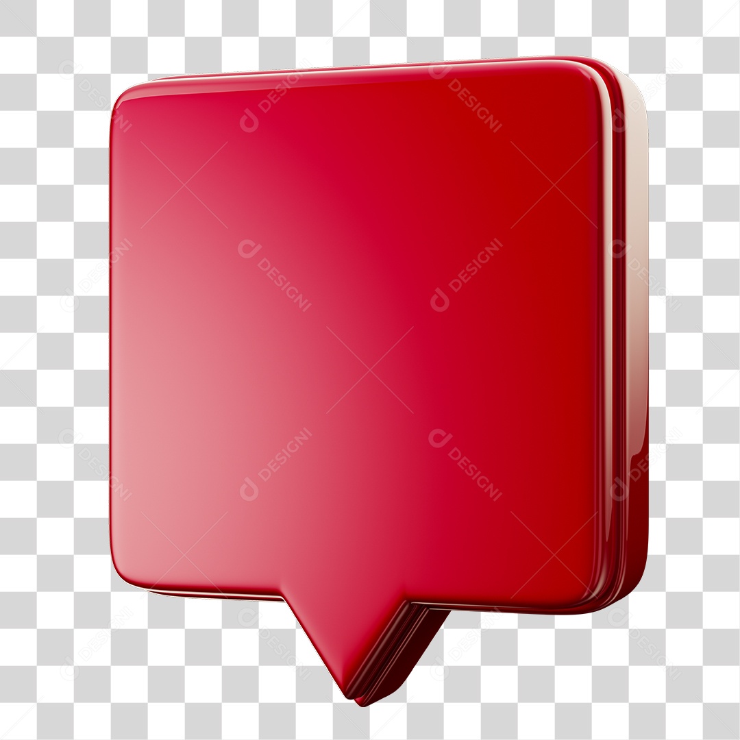 Caixa de Texto Vermelha Com Bordas Elemento 3D Para Composição PNG Transparente