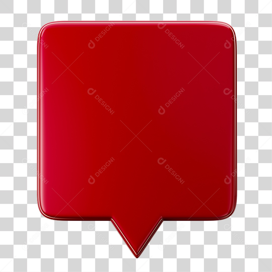 Caixa de Texto Vermelha Com Bordas Elemento 3D Para Composição PNG Transparente