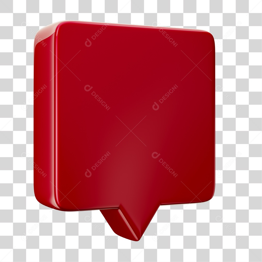 Caixa de Texto Vermelha Elemento 3D Para Composição PNG Transparente