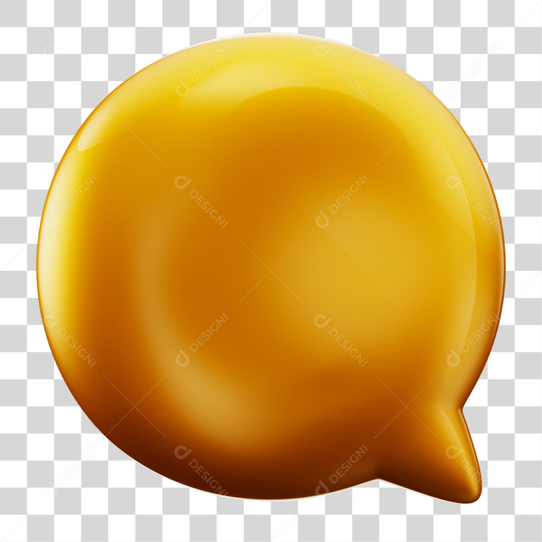 Balão de Texto Dourado Rosa Elemento 3D PNG Transparente