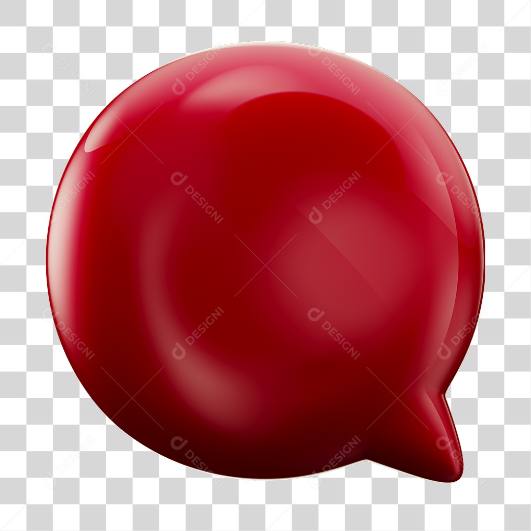 Balão de Texto Vermelho Elemento 3D PNG Transparente