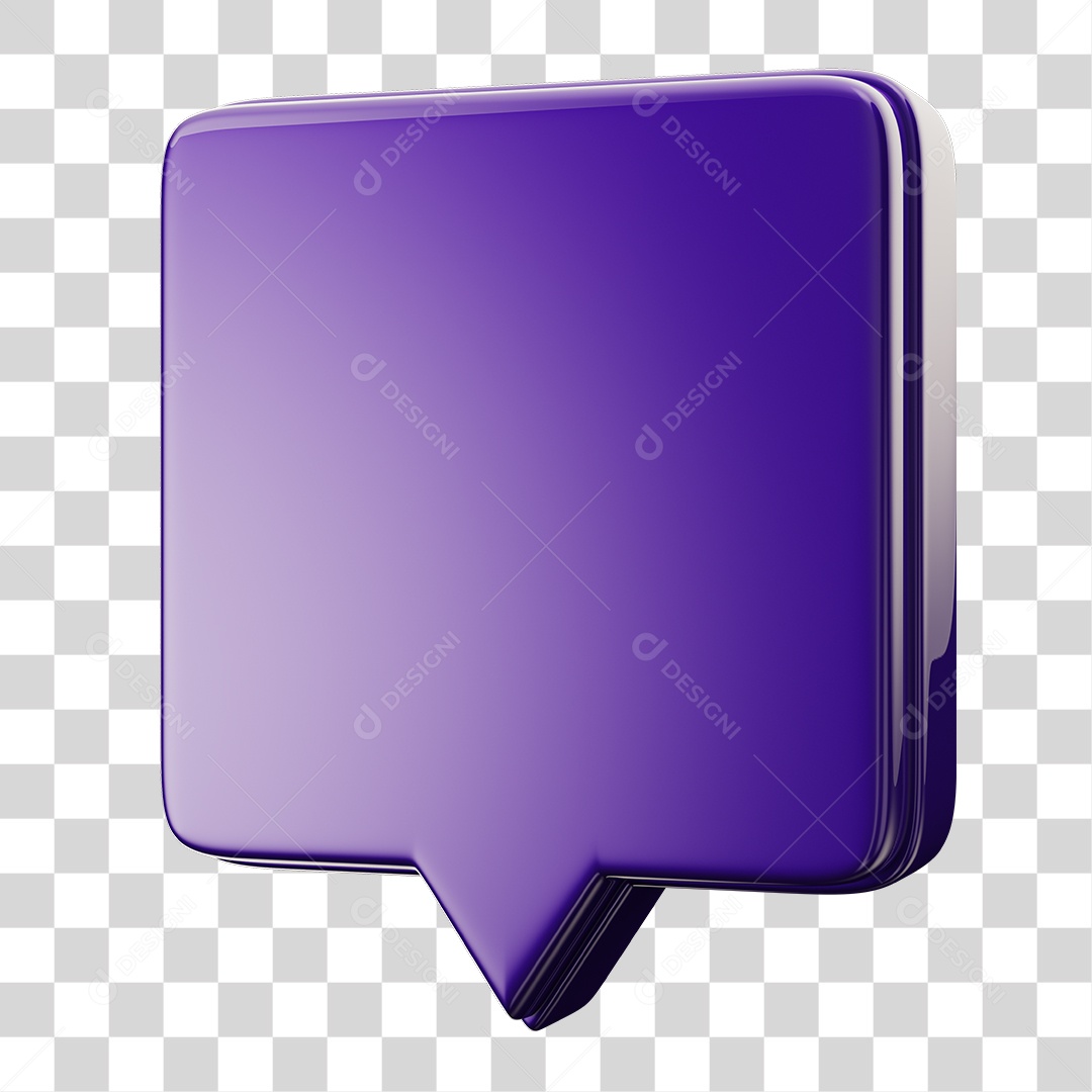 Caixa de Texto Roxo Com Bordas Elemento 3D Para Composição PNG Transparente