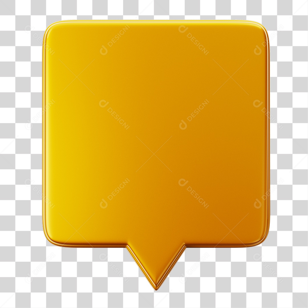 Caixa de Texto Dourado Com Bordas Elemento 3D Para Composição PNG Transparente