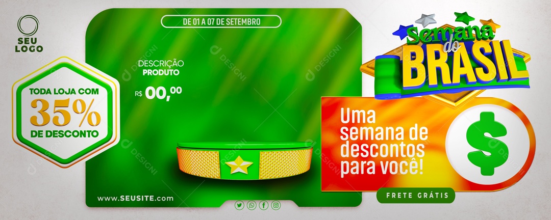 Banner Semana Do Brasil Promoção Social Media PSD Editável