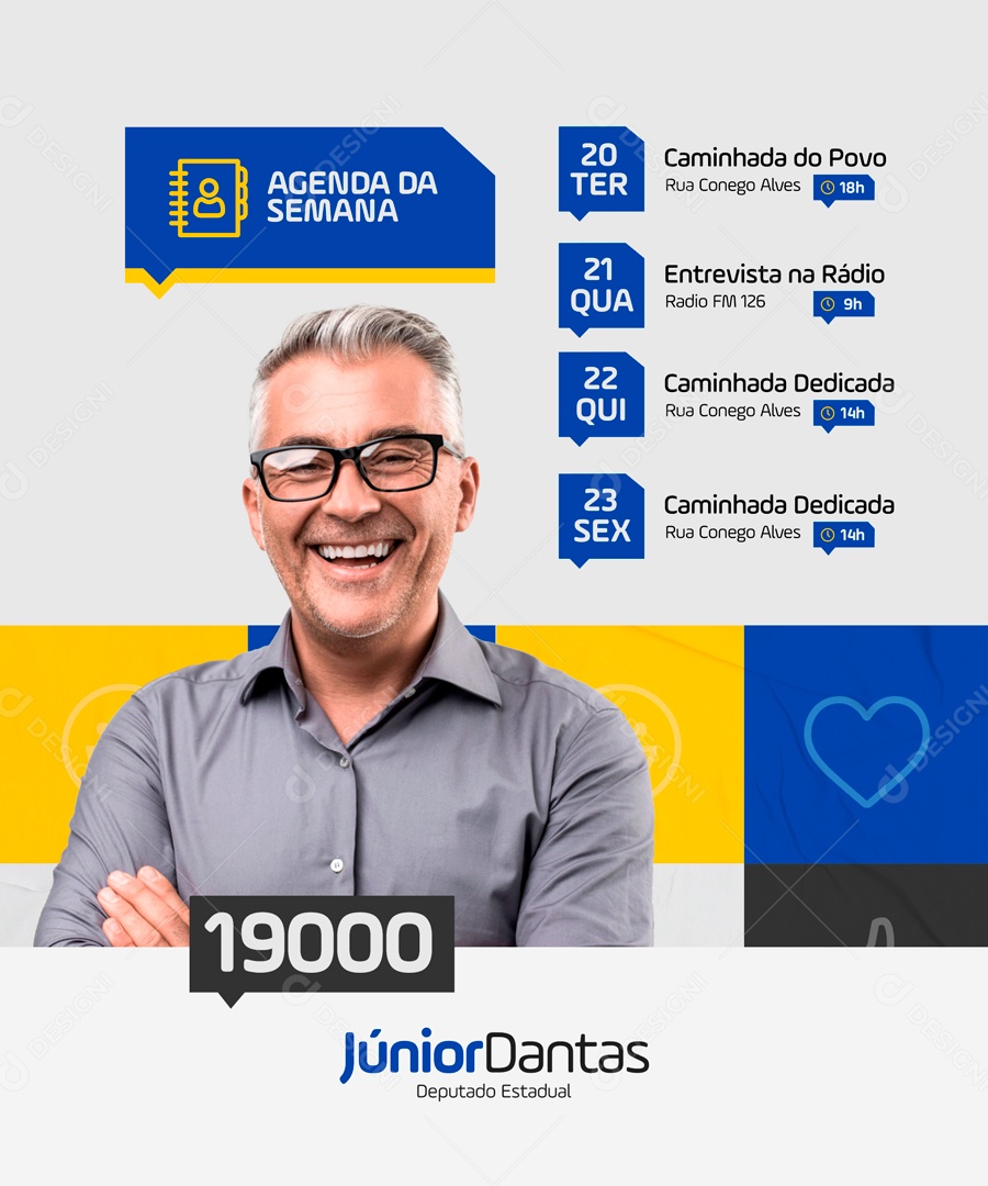 Agenda Semanal De Caminhada Dedicada Social Media PSD Editável