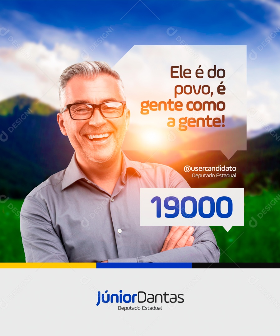 Ele é Do Povo é Gente Como a Gente Vote Certo Social Media PSD Editável