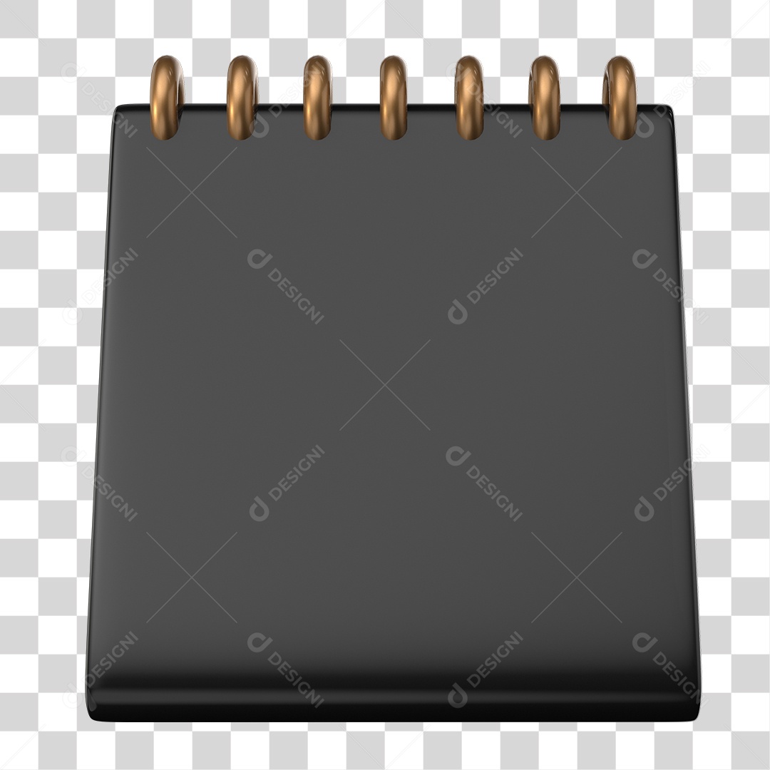 Calendário Preto Elemento 3D Para Composição PNG Transparente