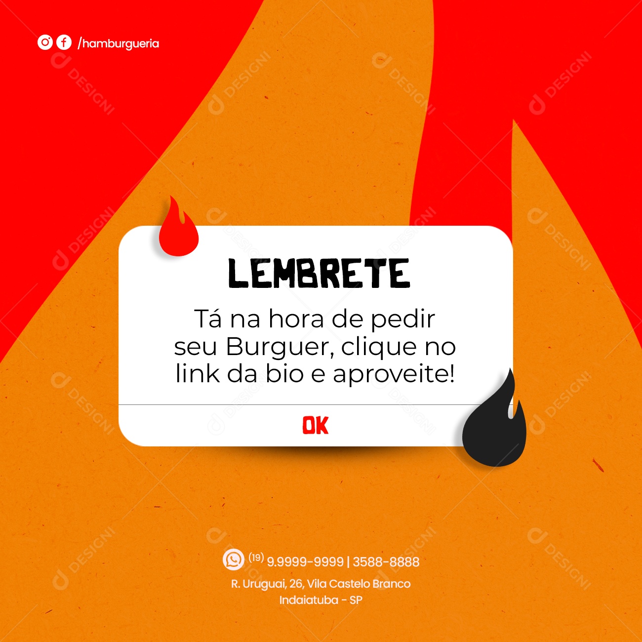 Social Media Hamburgueria Lembrete ta na Hora de Pedir PSD Editável