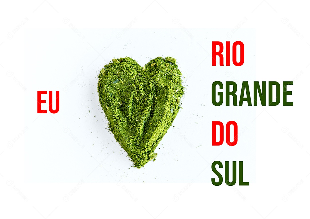 Coração de erva-mate em fundo branco, dia do gaúcho.