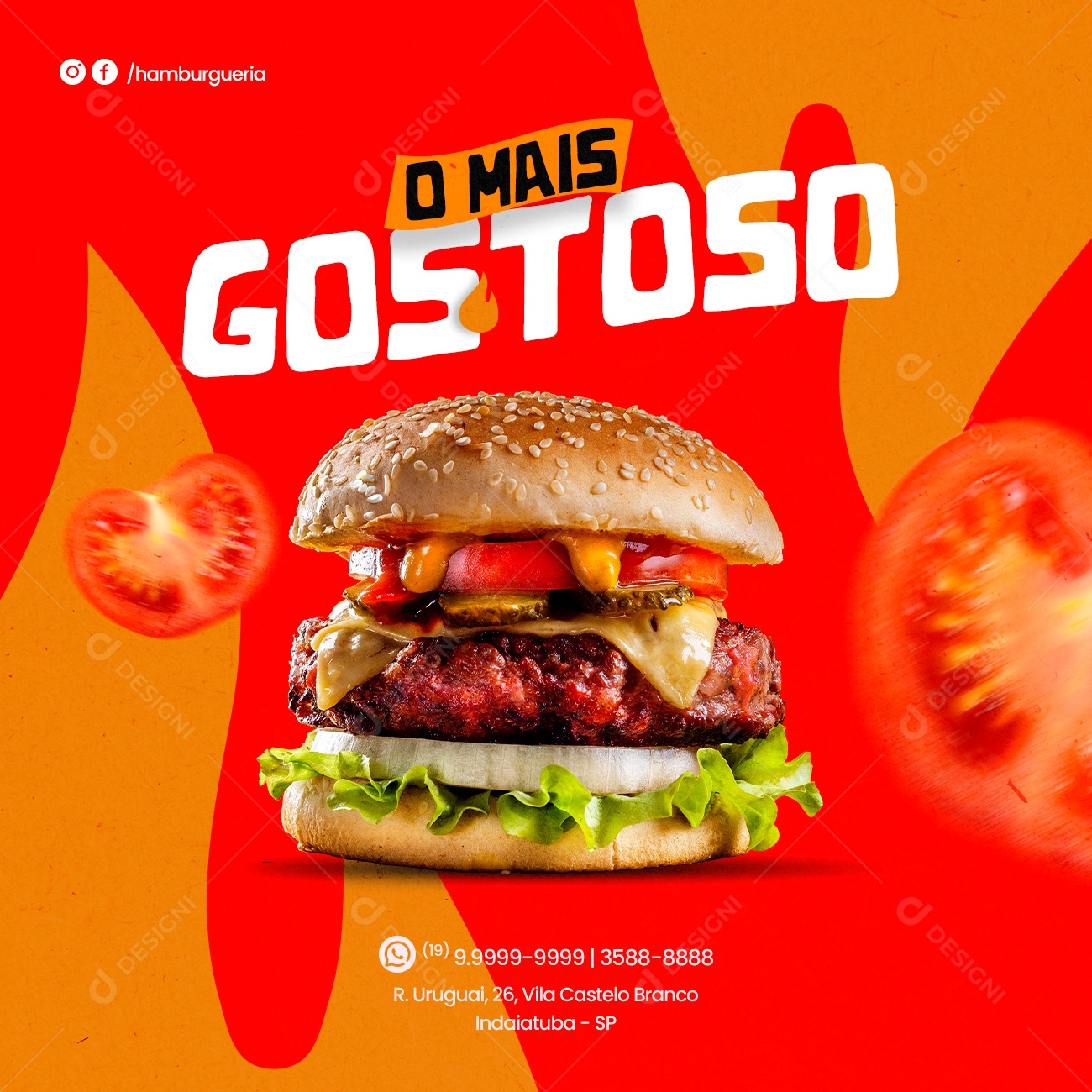 Social Media Hamburgueria O Mais Gostoso Editable PSD