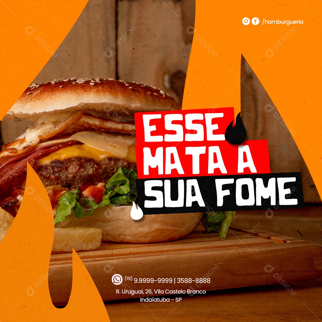 Social Media Hamburgueria Essa Mata a Sua Fome PSD Editável