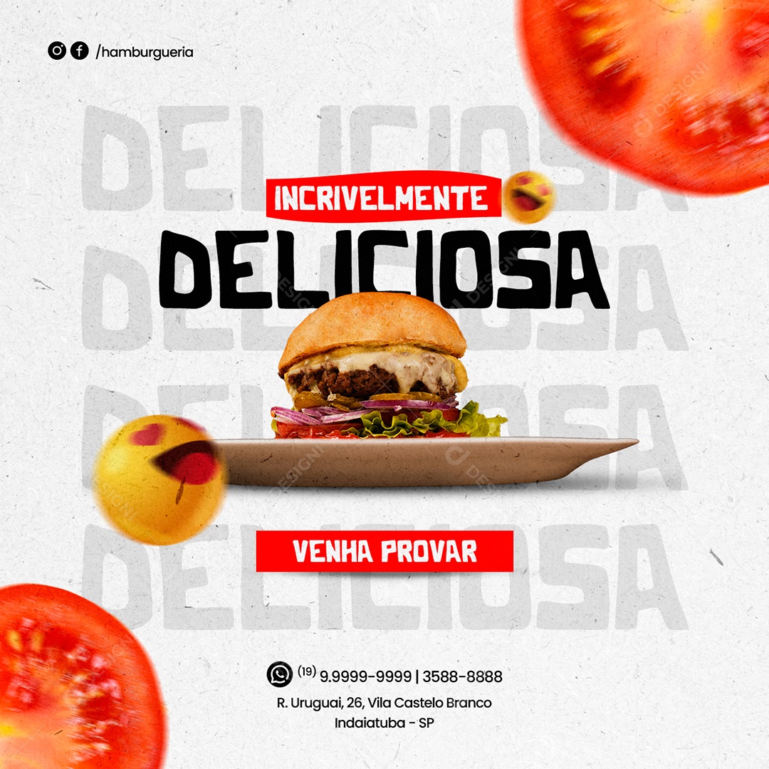 Social Media Hamburgueria Incrivelmente Deliciosa PSD Editável