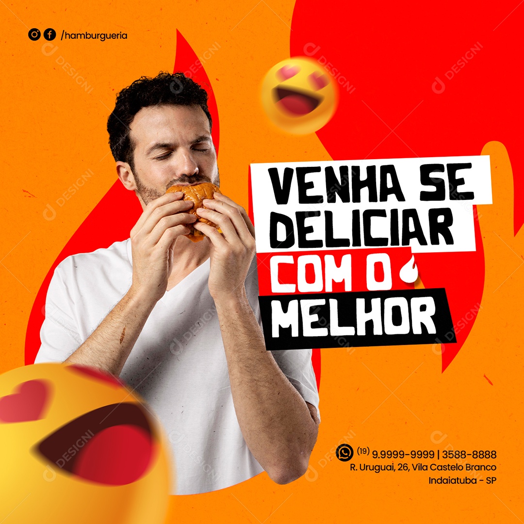 Social Media Hamburgueria Venha se Deliciar Com o Melhor Hamburguer PSD Editável