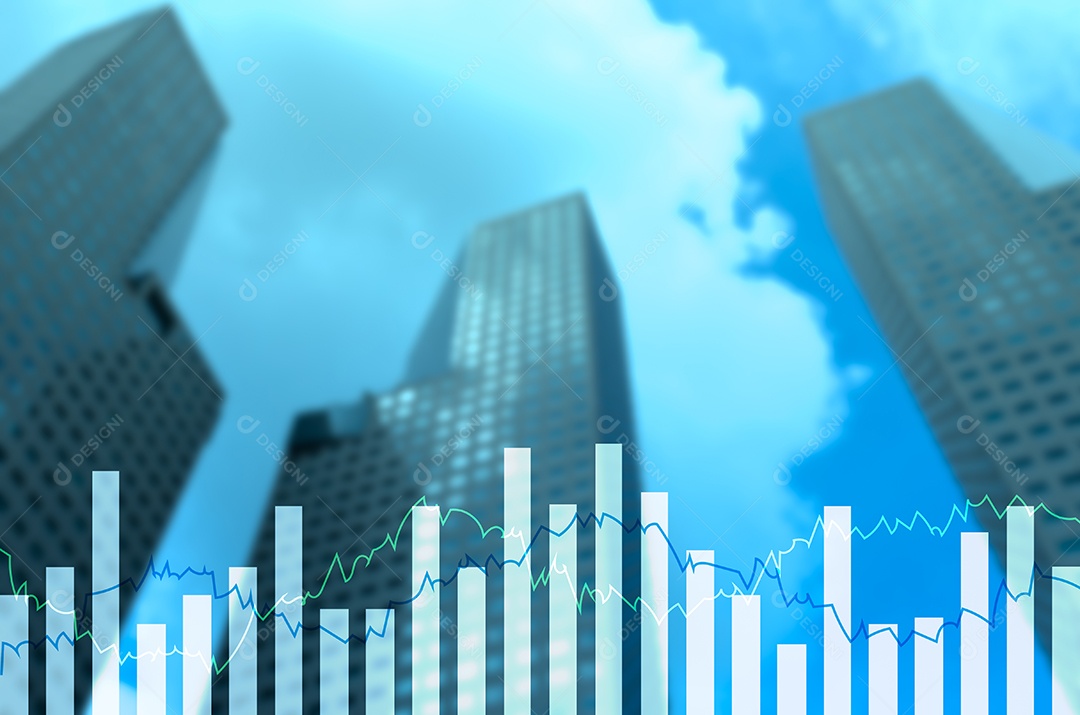 Gráficos financeiros de dupla exposição e diagramas de negócios econômicos