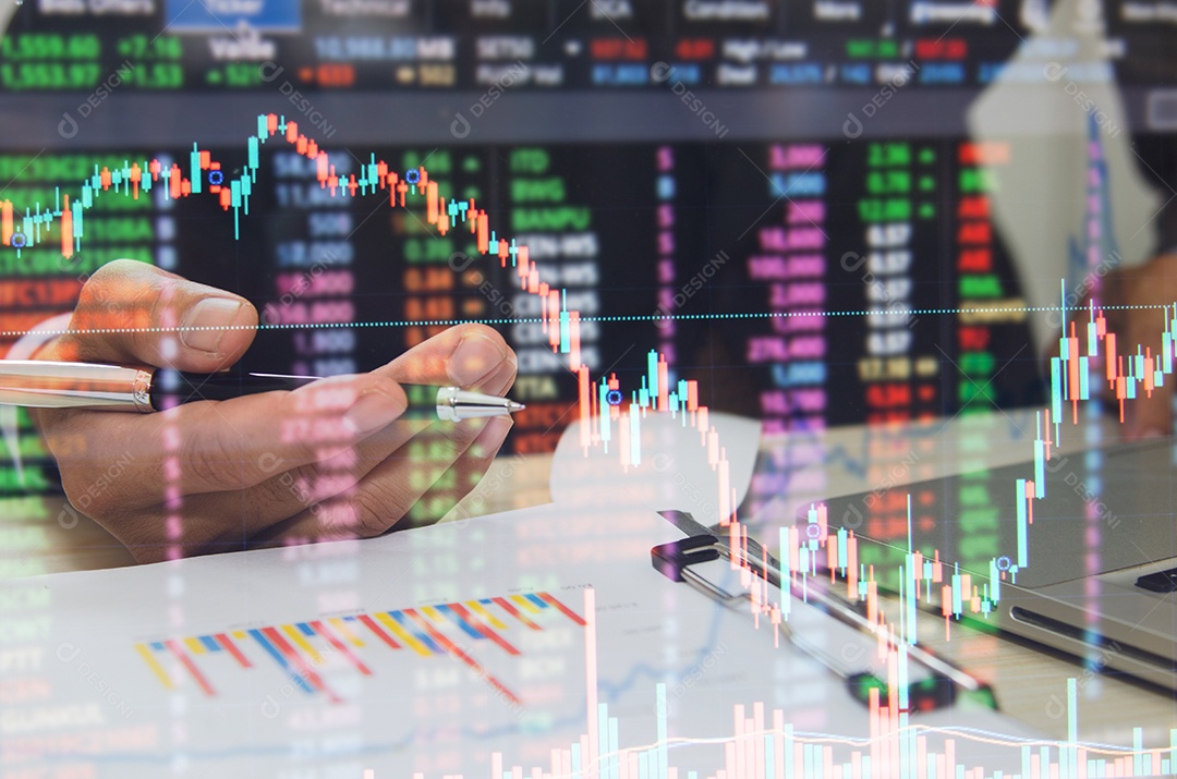 Conceito de finanças e investimento de gráfico de negócios. Crescimento econômico no mercado de ações, mercado de câmbio Forex.