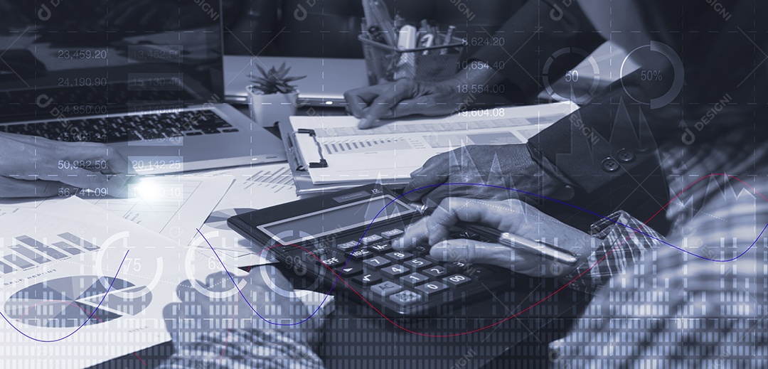 Análise de gráfico de negócios e conceito financeiro de investimento