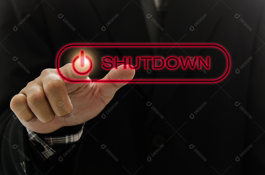 Mão pressione o botão de desligamento da tela de toque tela virtual.