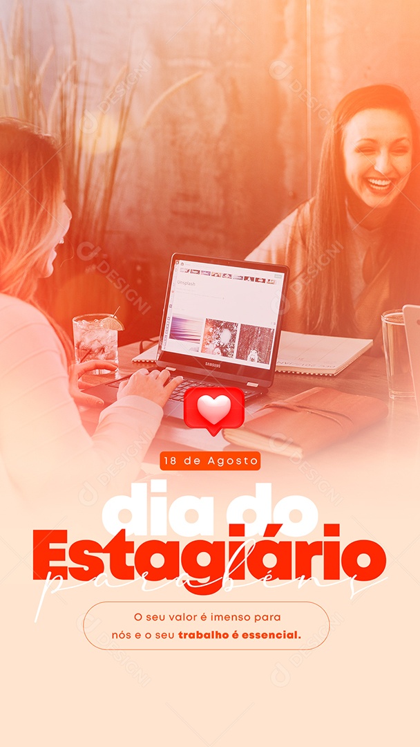 Social Media Seu Trabalho é Essencial Dia do Estagiário PSD Editável
