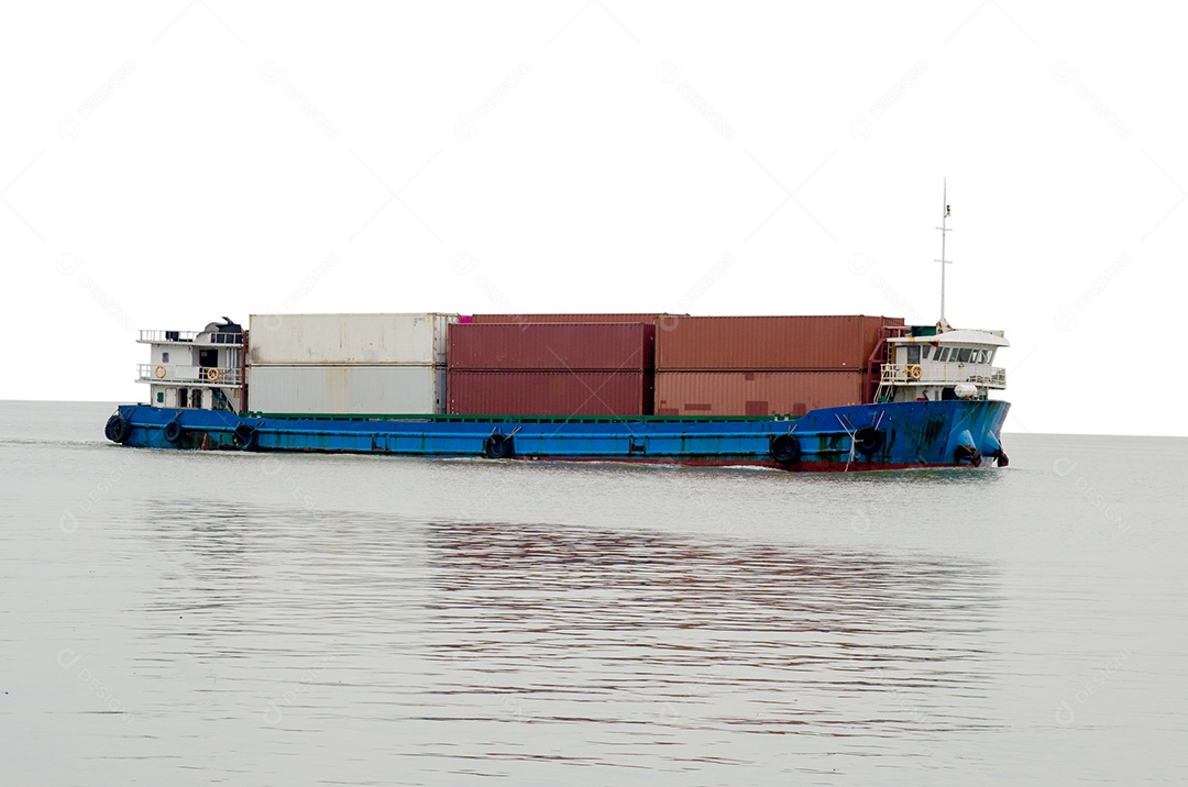 Navio de carga contentor no oceano, transporte de mercadorias
