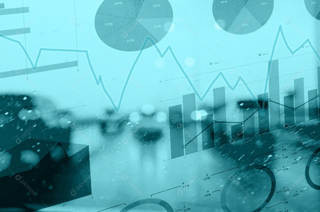 Dupla explosão com gráfico e gráficos de negócios e financeiro