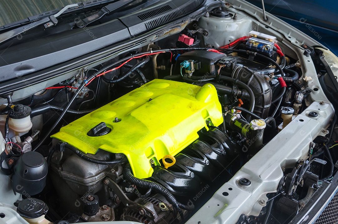 Details of the new engine in the car.