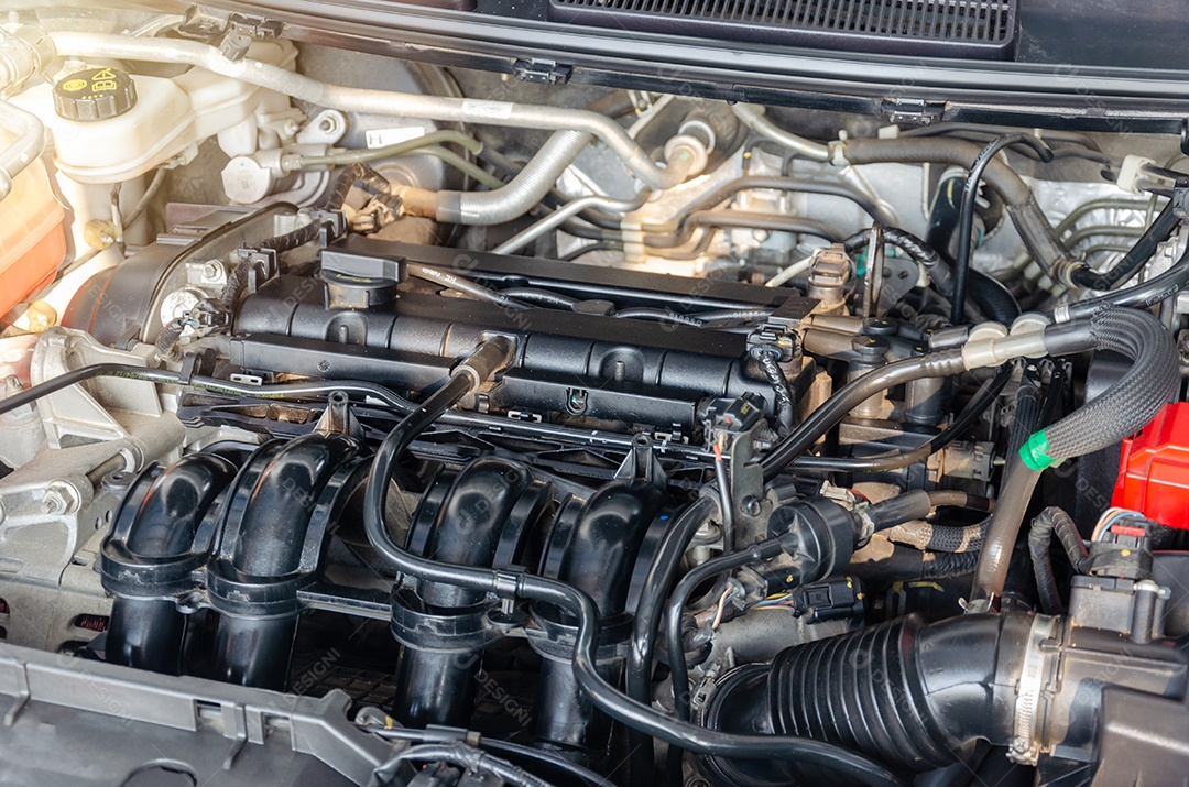 Motor de carro mecânico, detalhe do motor de carro novo