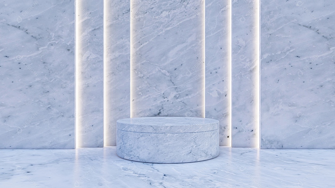 Uma imagem de renderização 3d de exibição de produto de mármore branco.