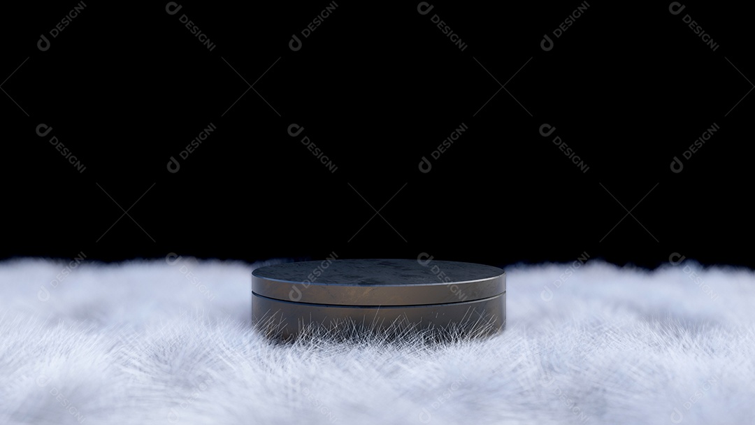 Uma imagem de renderização 3d de exibição de produto de mármore preto em fundo branco.