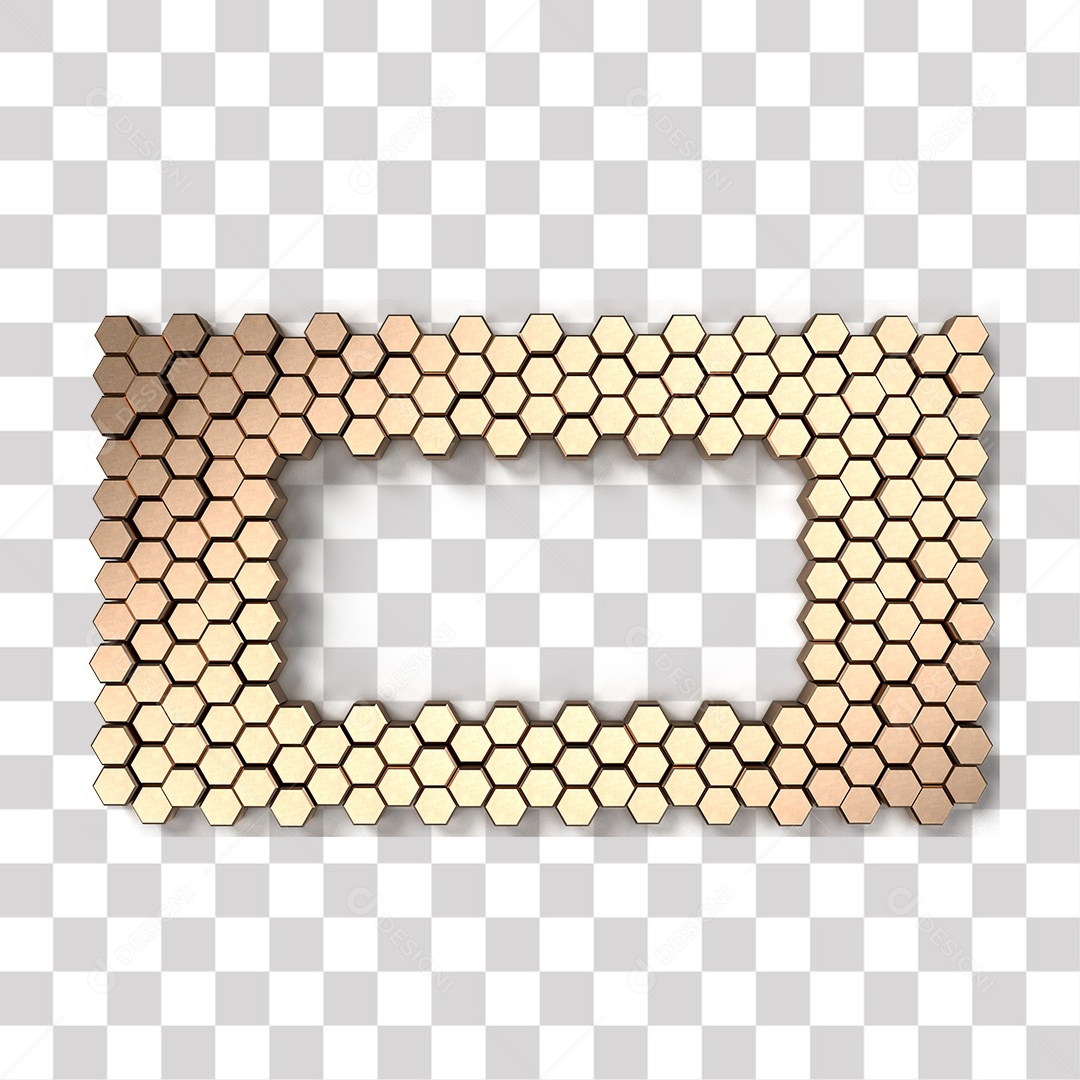 Moldura de Hexágono Dourado PNG Transparente