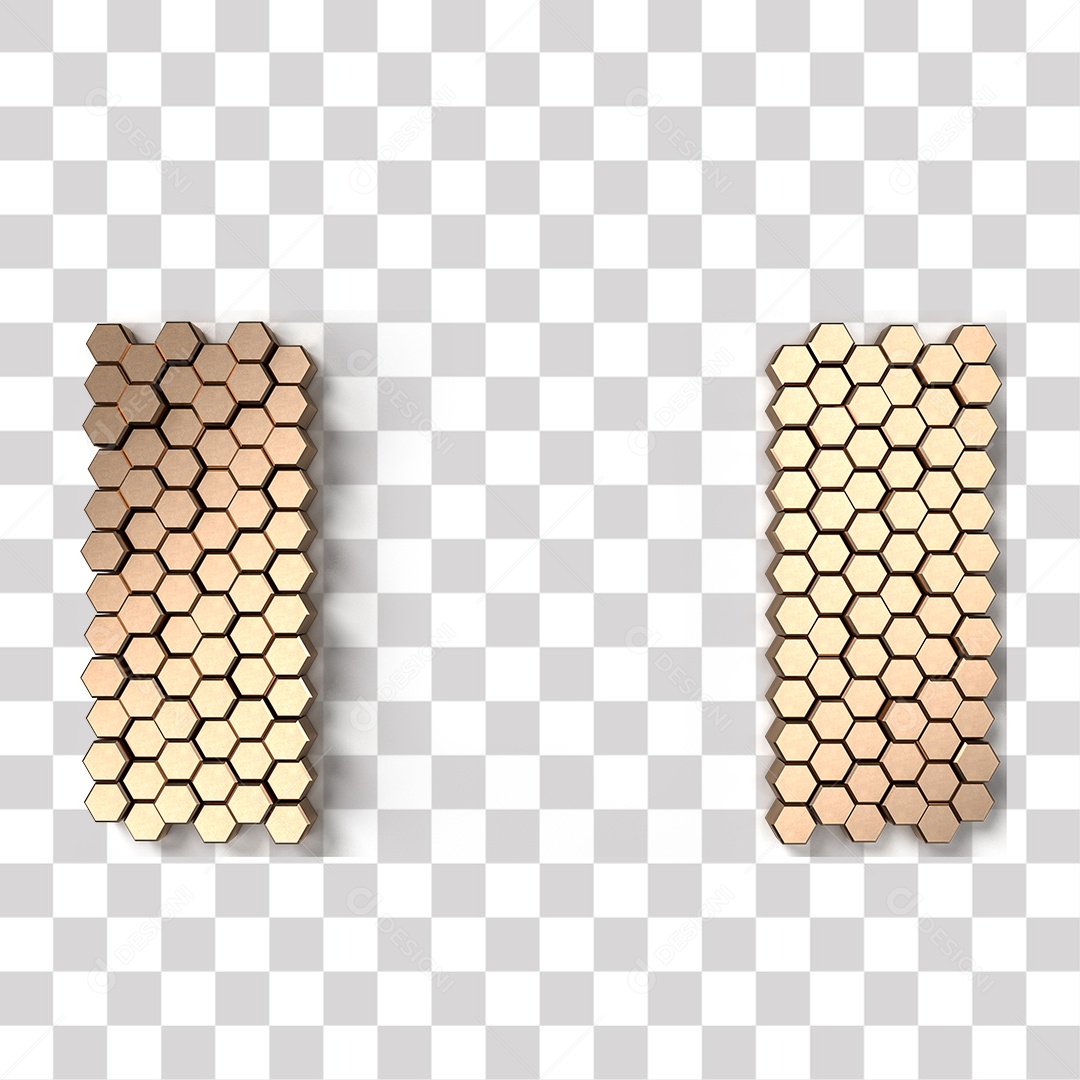 Hexágonos Dourado Ouro PNG Transparente