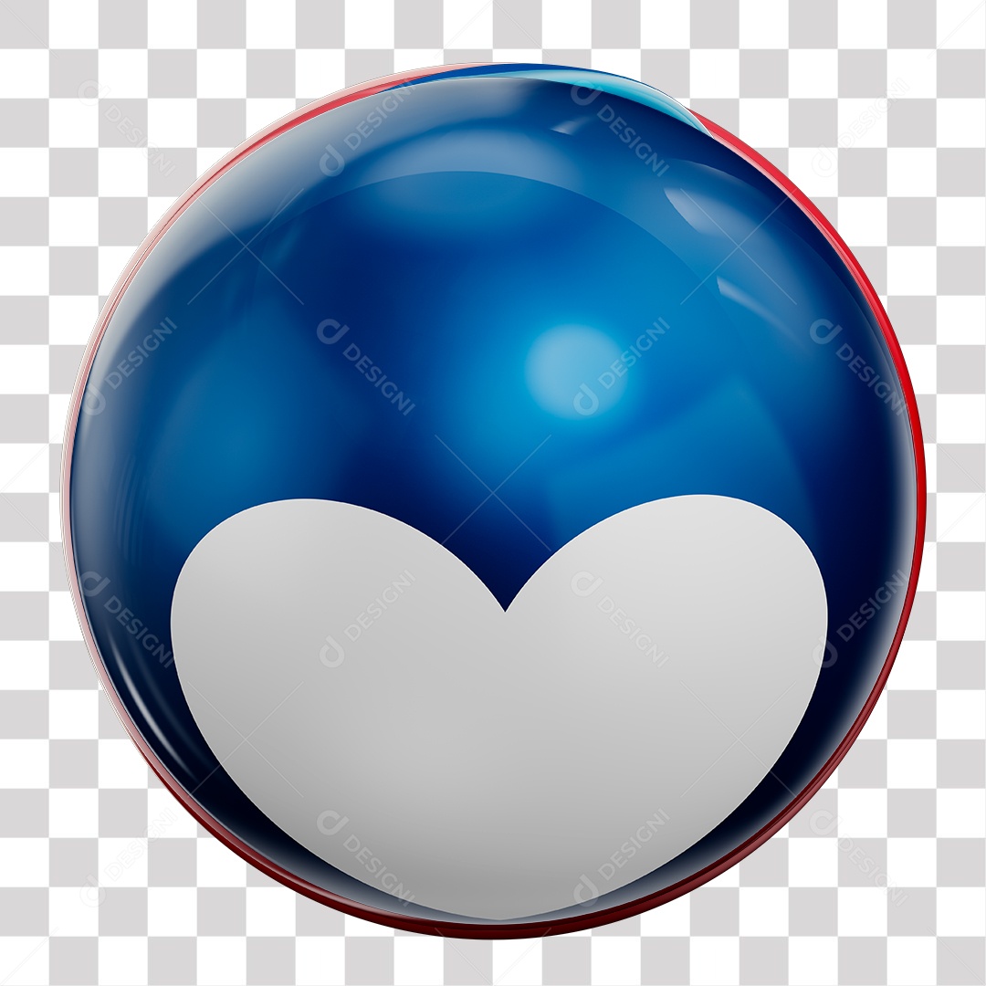 Like de Coração azul Elemento 3D para Composição PNG Transparente sem Fundo