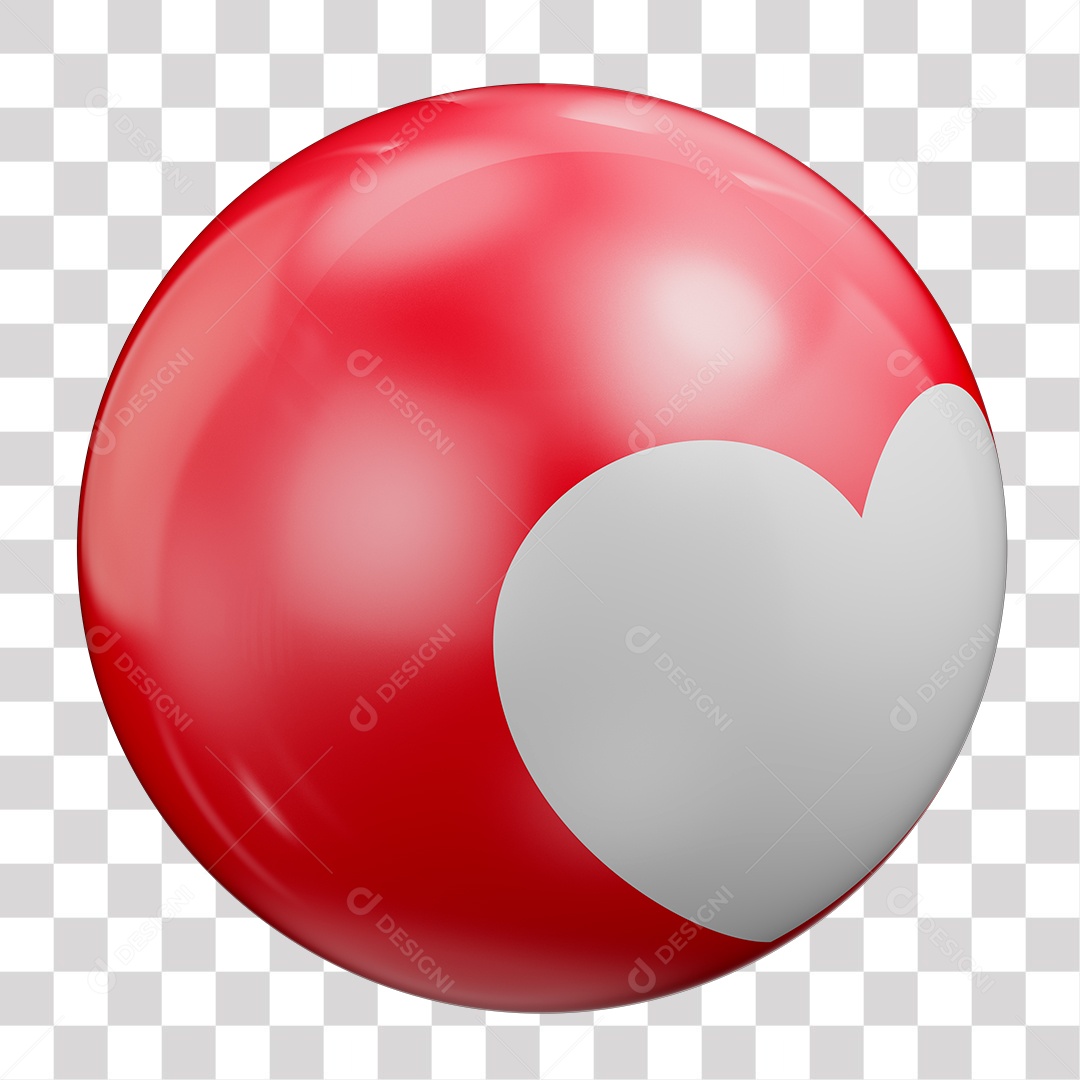 Like de Coração vermelho Elemento 3D para Composição PNG Transparente sem Fundo