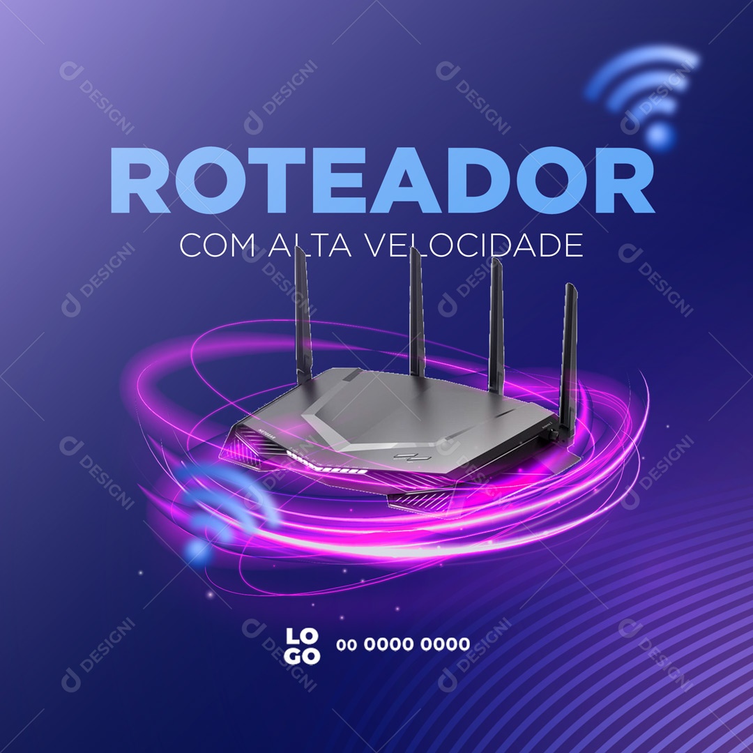 Provedor de Internet Roteador Com Alta Velocidade Social Media PSD Editável