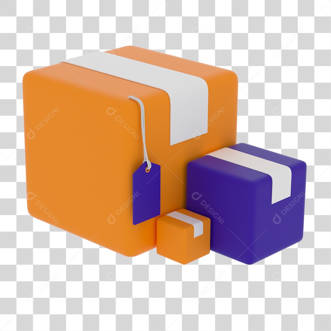 Caixas de Entrega Elementos 3D PNG Transparente