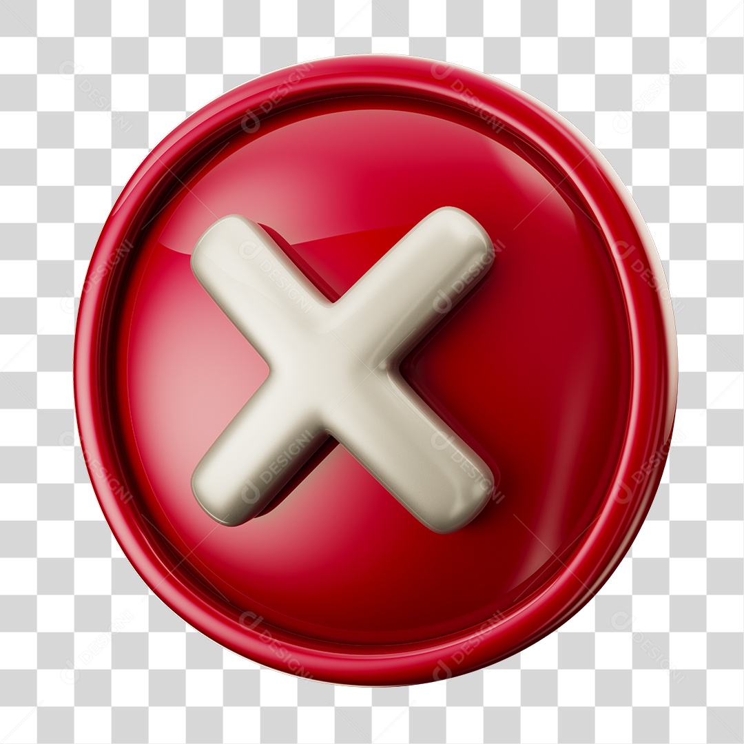 Sinal Negativo em Base Circular Vermelho Elemento 3D Para Composição PNG Transparente