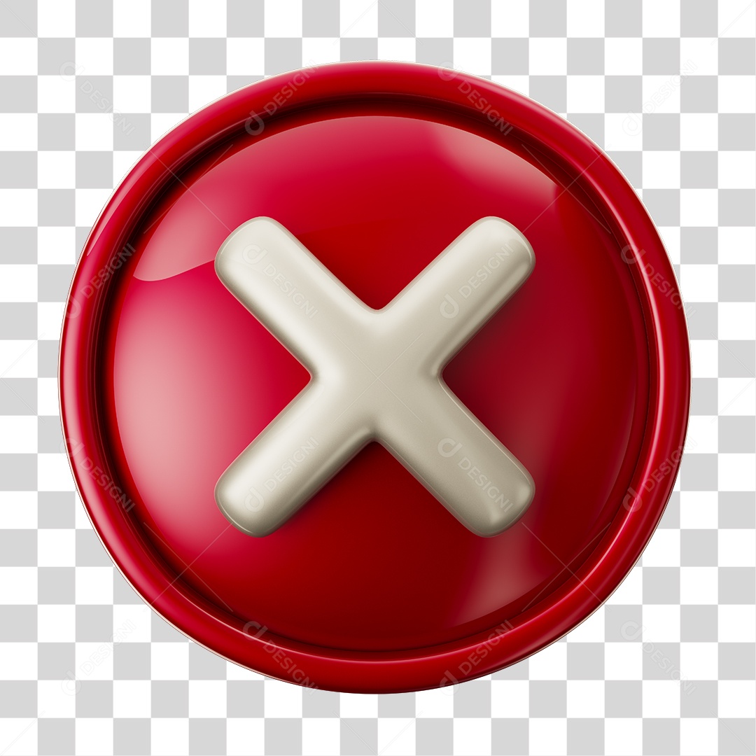 Sinal Negativo em Base Circular Vermelho Elemento 3D Para Composição PNG Transparente
