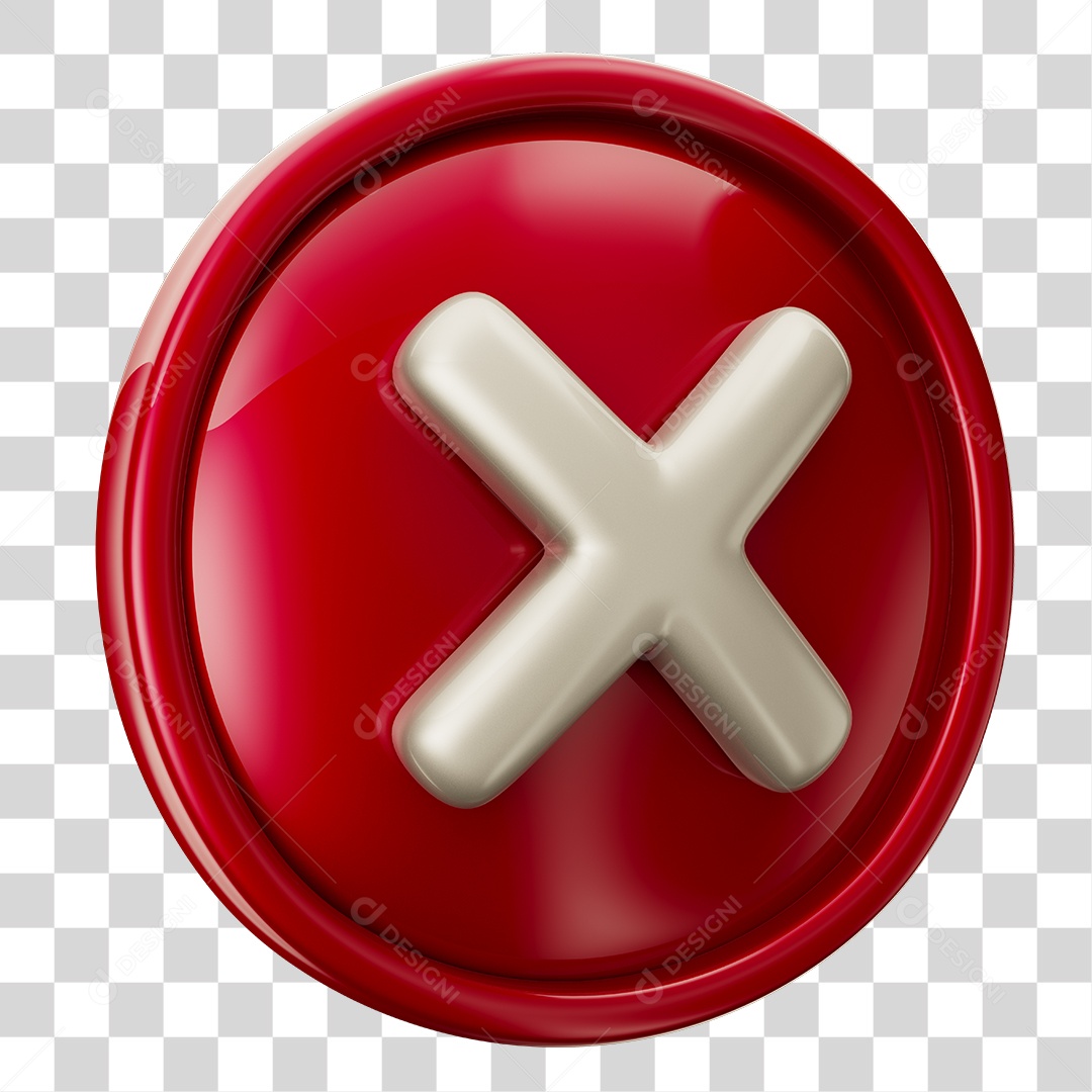 Sinal Negativo em Base Circular Vermelho Elemento 3D Para Composição PNG Transparente
