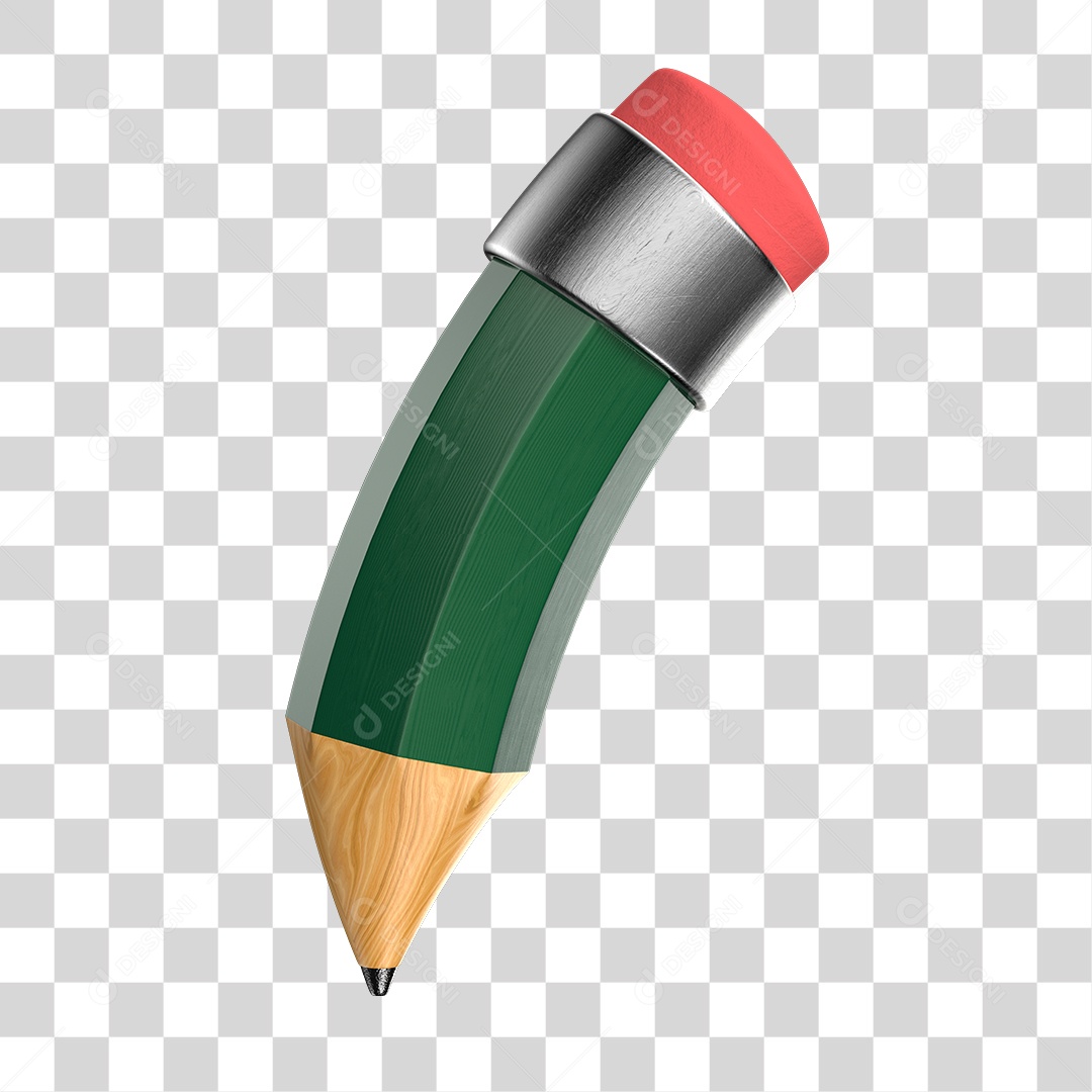 Elemento 3D Lápis Verde PNG Transparente